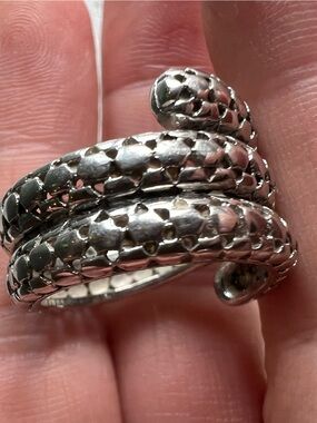 Sterling silver snake style coil ring